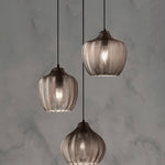 Melon Shaped Glass Pendant Light