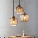 Melon Shaped Glass Pendant Light