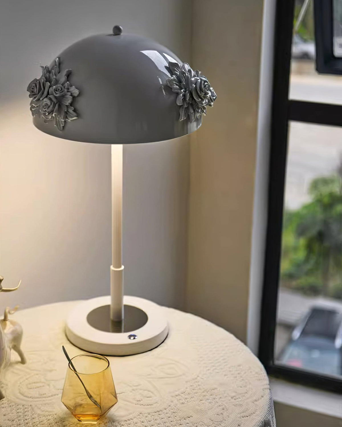 Meni Sculptural Table Lamp with Crystal Buds and LED Light