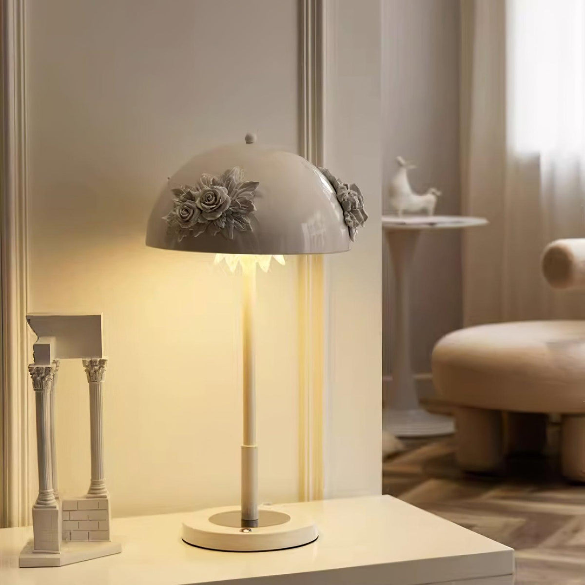 Meni Sculptural Table Lamp with Crystal Buds and LED Light