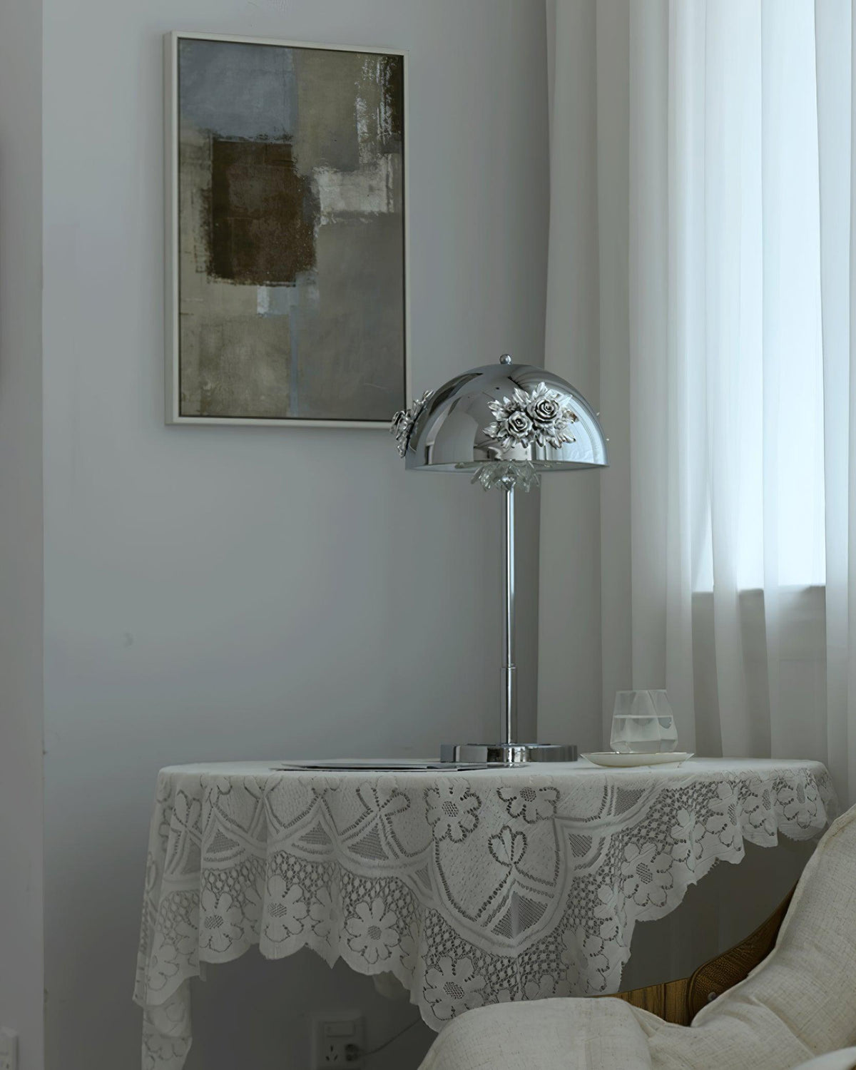 Meni Sculptural Table Lamp with Crystal Buds and LED Light
