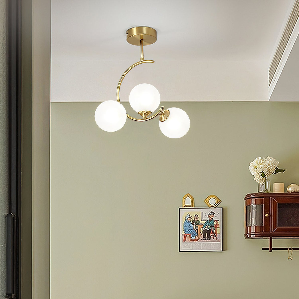Meniscus Glass Ball Ceiling Lamp