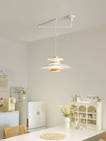 Mercero Swing Arm Pendant Light with Four Shades in Walnut