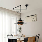 Mercero Swing Arm Pendant Light with Four Shades in Walnut