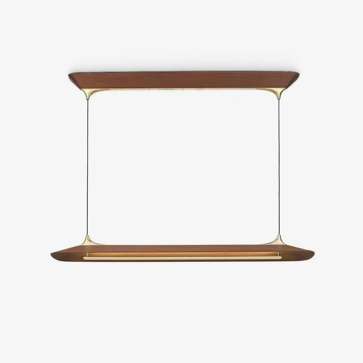 Mernoe Wooden Linear Chandelier with Brass Accents for Modern Interiors