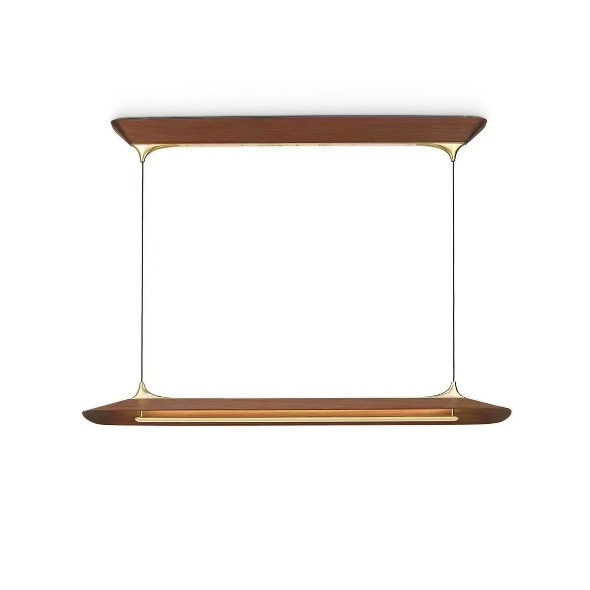 Mernoe Wooden Linear Chandelier with Brass Accents for Modern Interiors