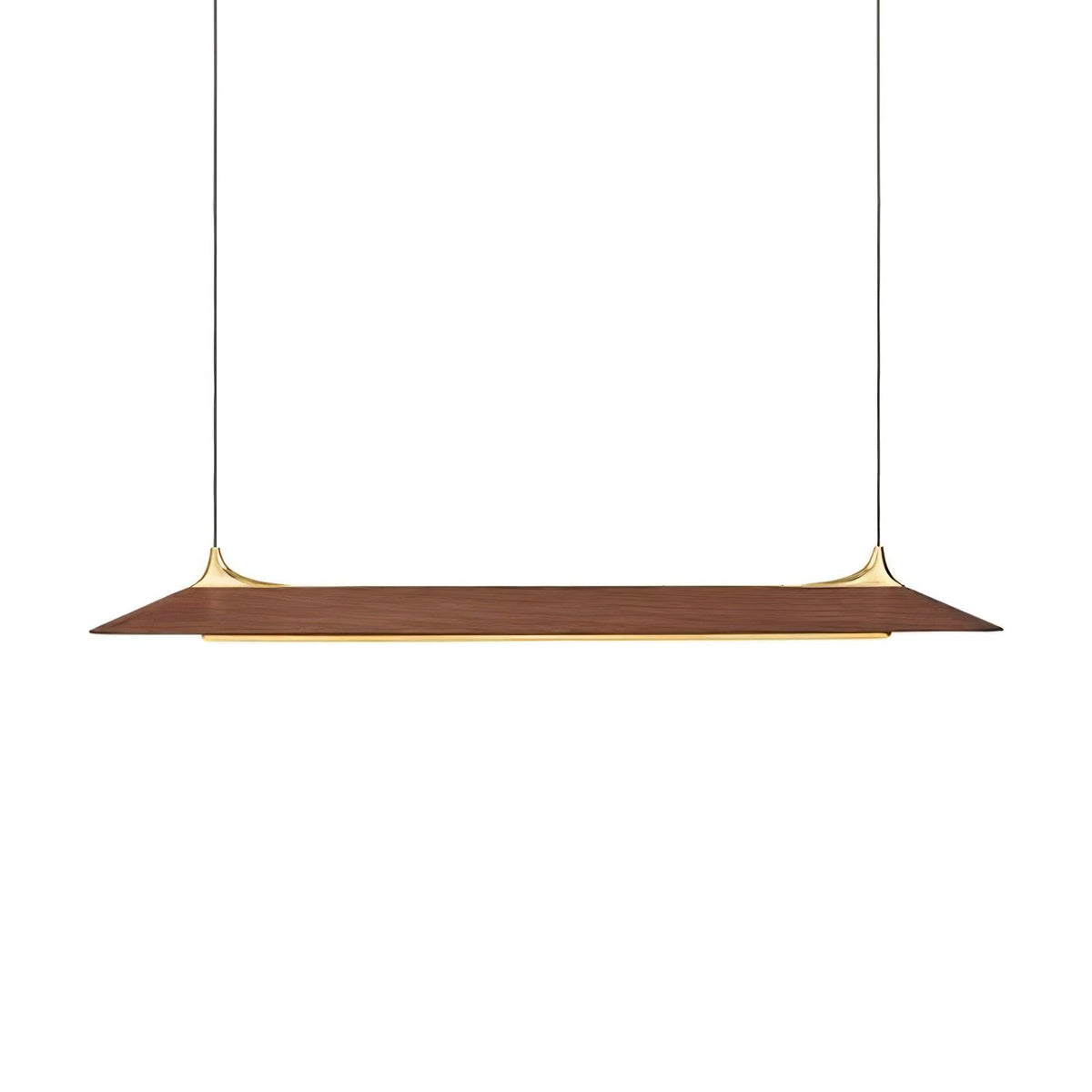 Mernoe Wooden Linear Chandelier with Brass Accents for Modern Interiors