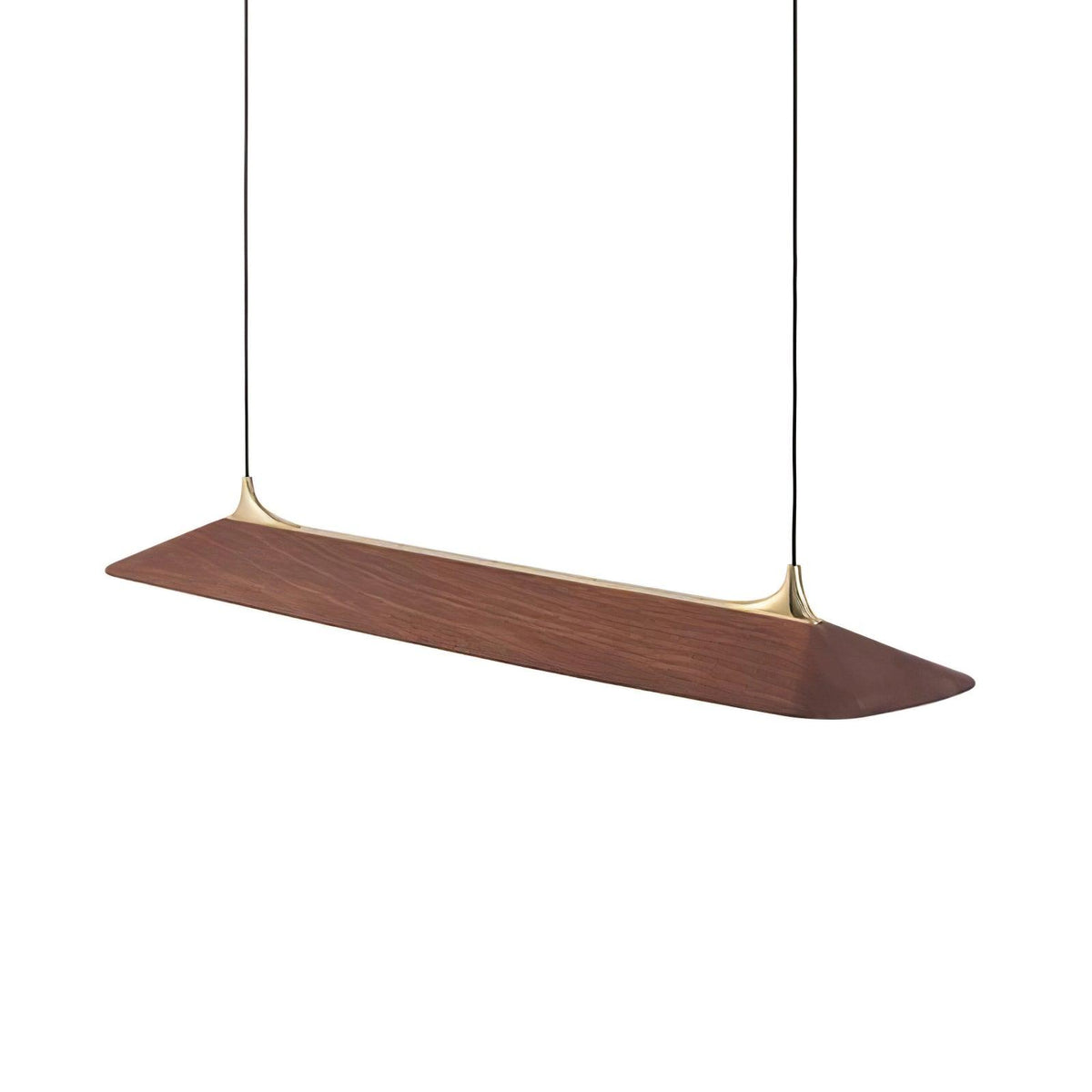 Mernoe Wooden Linear Chandelier with Brass Accents for Modern Interiors