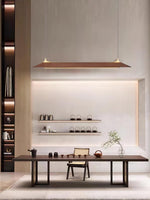 Mernoe Wooden Linear Chandelier with Brass Accents for Modern Interiors