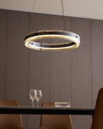 Merope Modern LED Chandelier in Black or Smoke Gray Glass