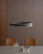 Merope Modern LED Chandelier in Black or Smoke Gray Glass