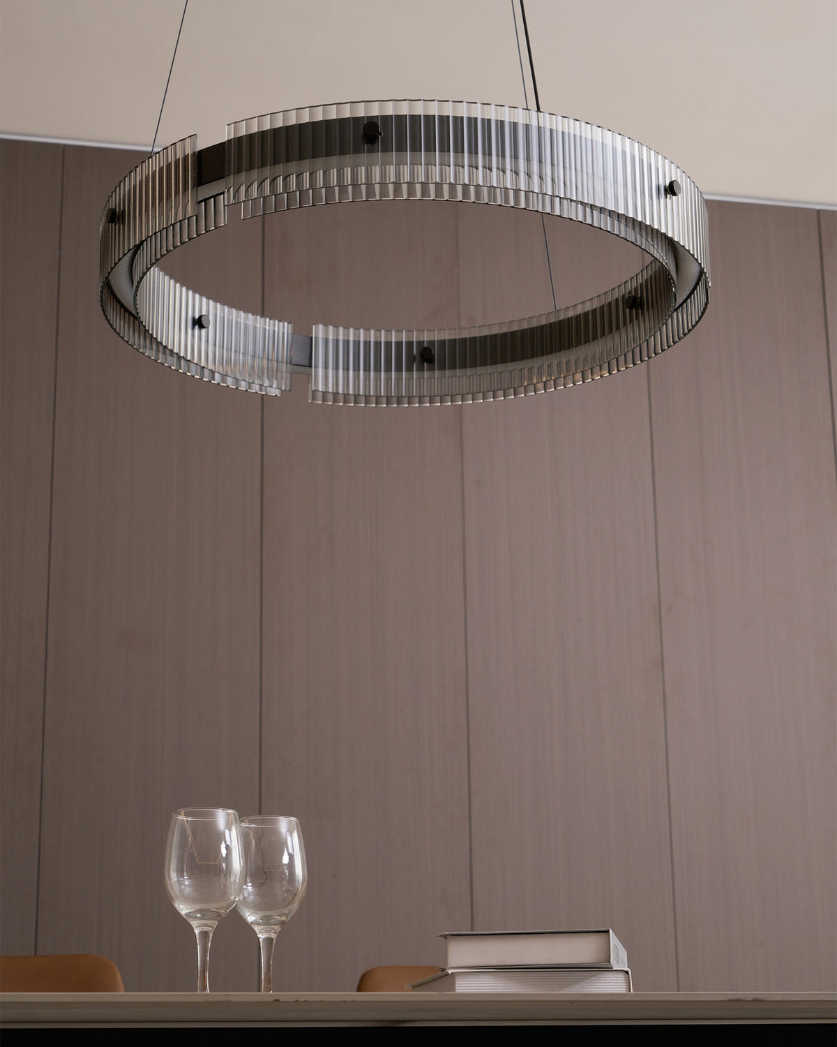 Merope Modern LED Chandelier in Black or Smoke Gray Glass