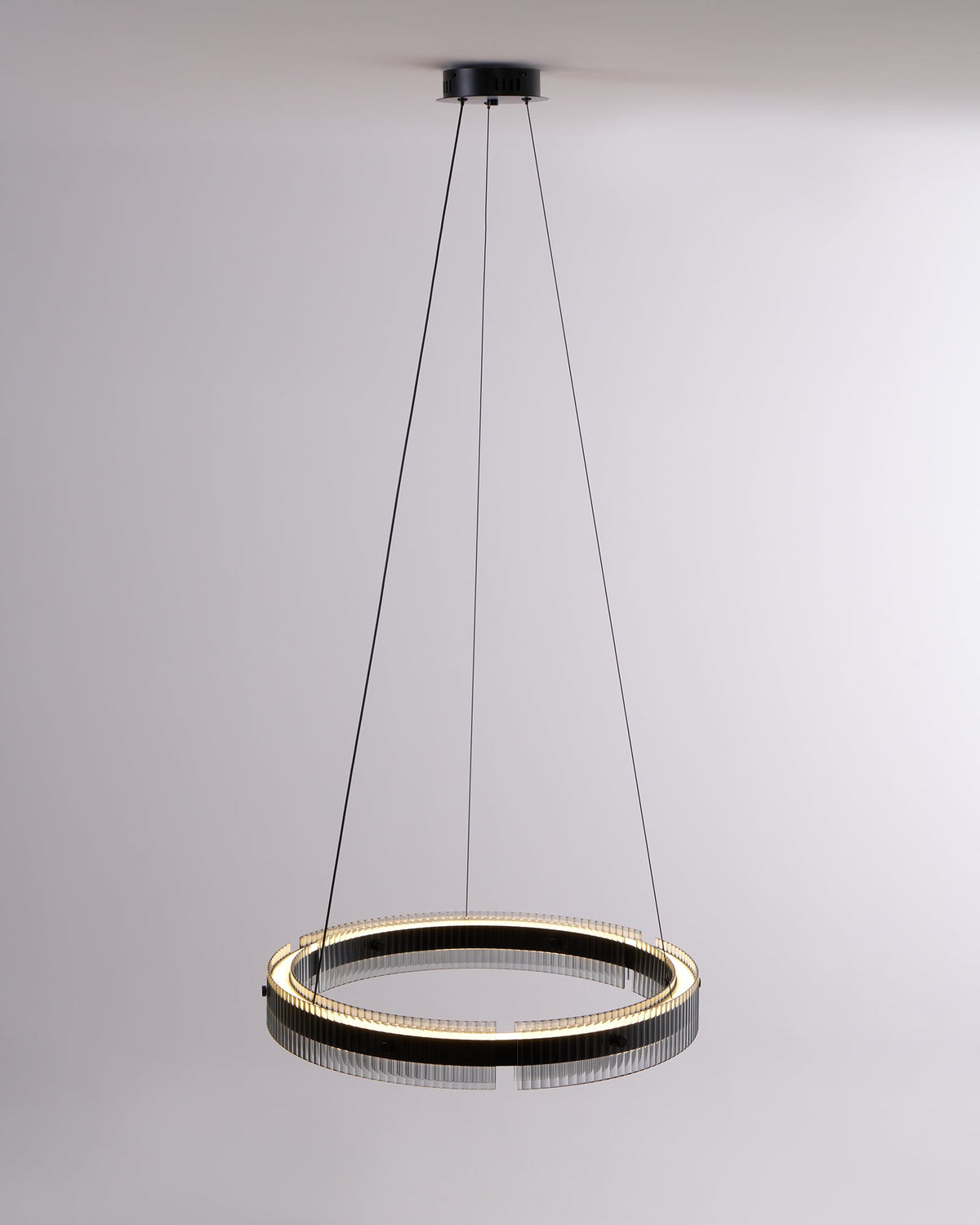 Merope Modern LED Chandelier in Black or Smoke Gray Glass
