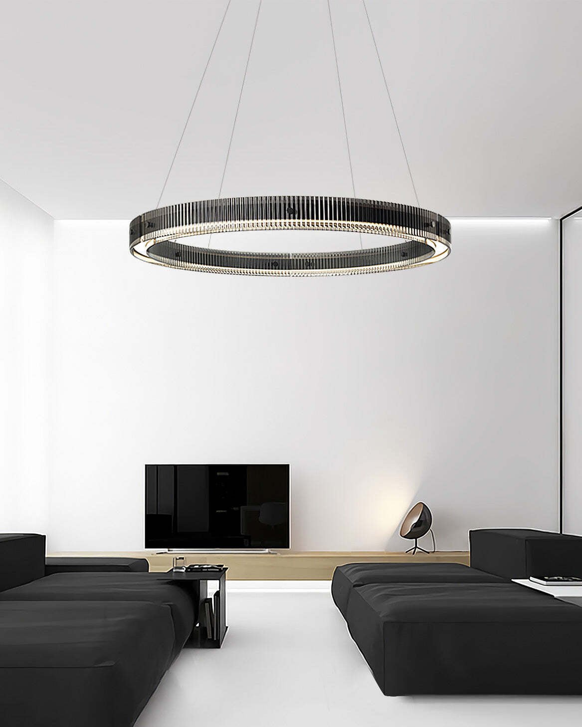 Merope Modern LED Chandelier in Black or Smoke Gray Glass