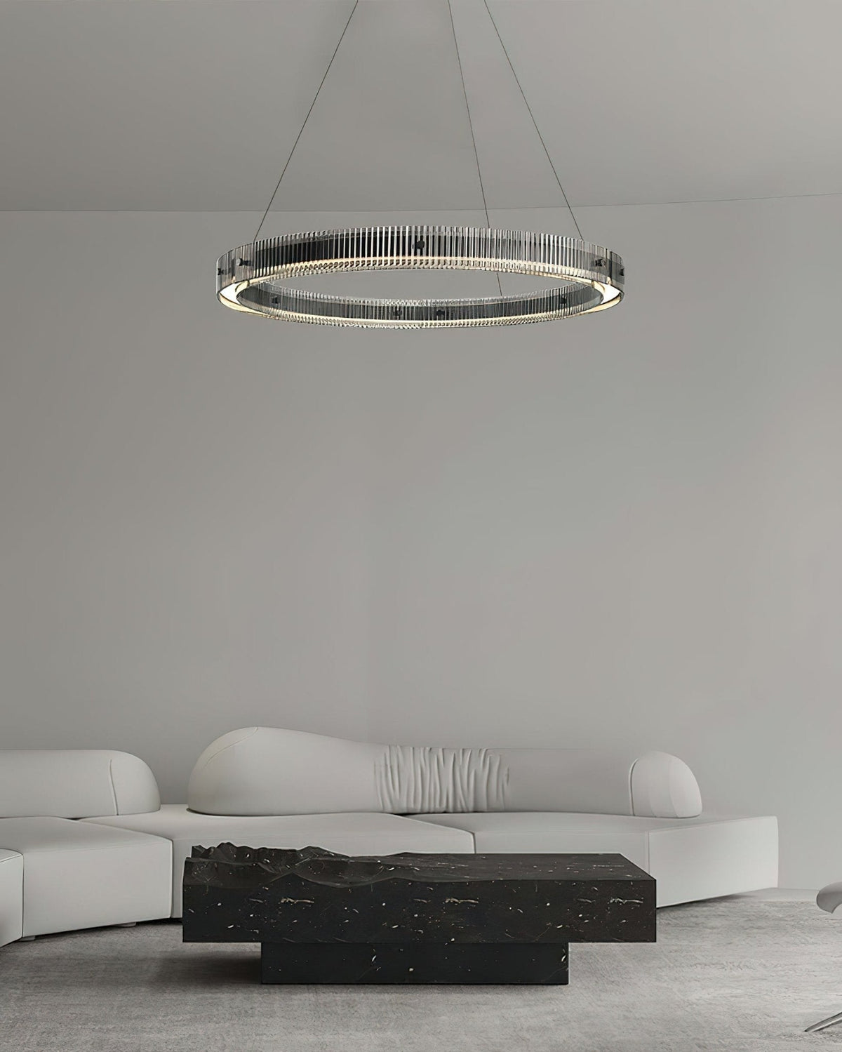 Merope Modern LED Chandelier in Black or Smoke Gray Glass