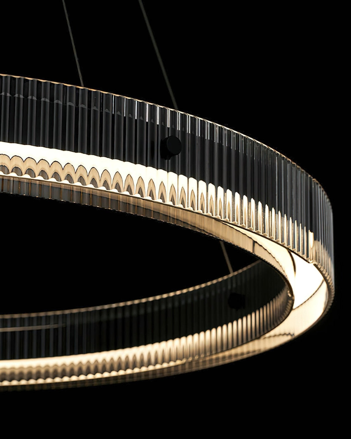Merope Modern LED Chandelier in Black or Smoke Gray Glass