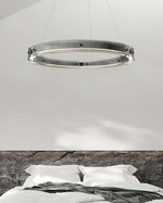 Merope Modern LED Chandelier in Black or Smoke Gray Glass