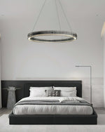 Merope Modern LED Chandelier in Black or Smoke Gray Glass