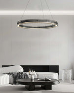 Merope Modern LED Chandelier in Black or Smoke Gray Glass