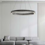 Merope Modern LED Chandelier in Black or Smoke Gray Glass