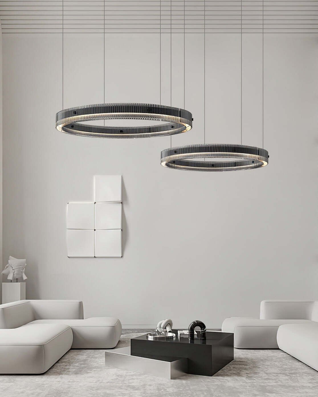 Merope Modern LED Chandelier in Black or Smoke Gray Glass