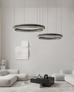 Merope Modern LED Chandelier in Black or Smoke Gray Glass