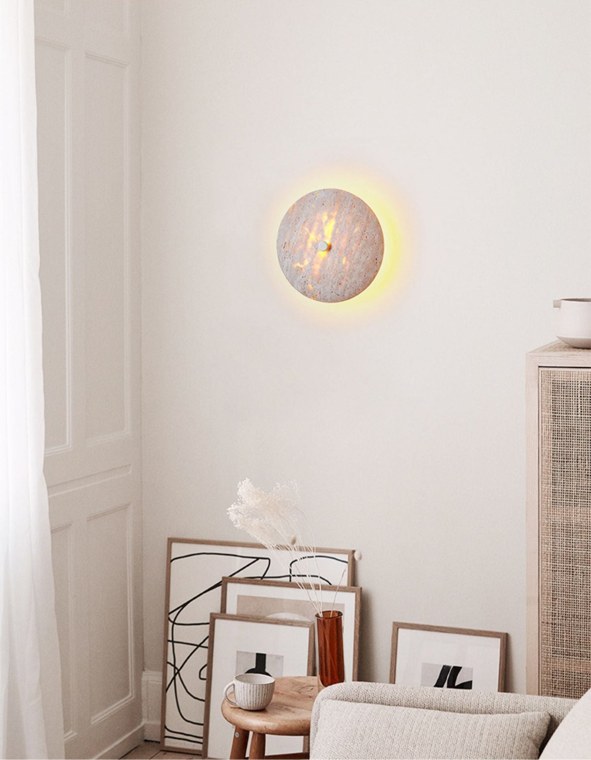 Mesa Travertine Wall Sconce – Modern Natural Stone LED Wall Light