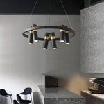 Black Multi-Pipe Chandelier Modern Linear Pendant Light