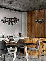 Black Multi-Pipe Chandelier Modern Linear Pendant Light