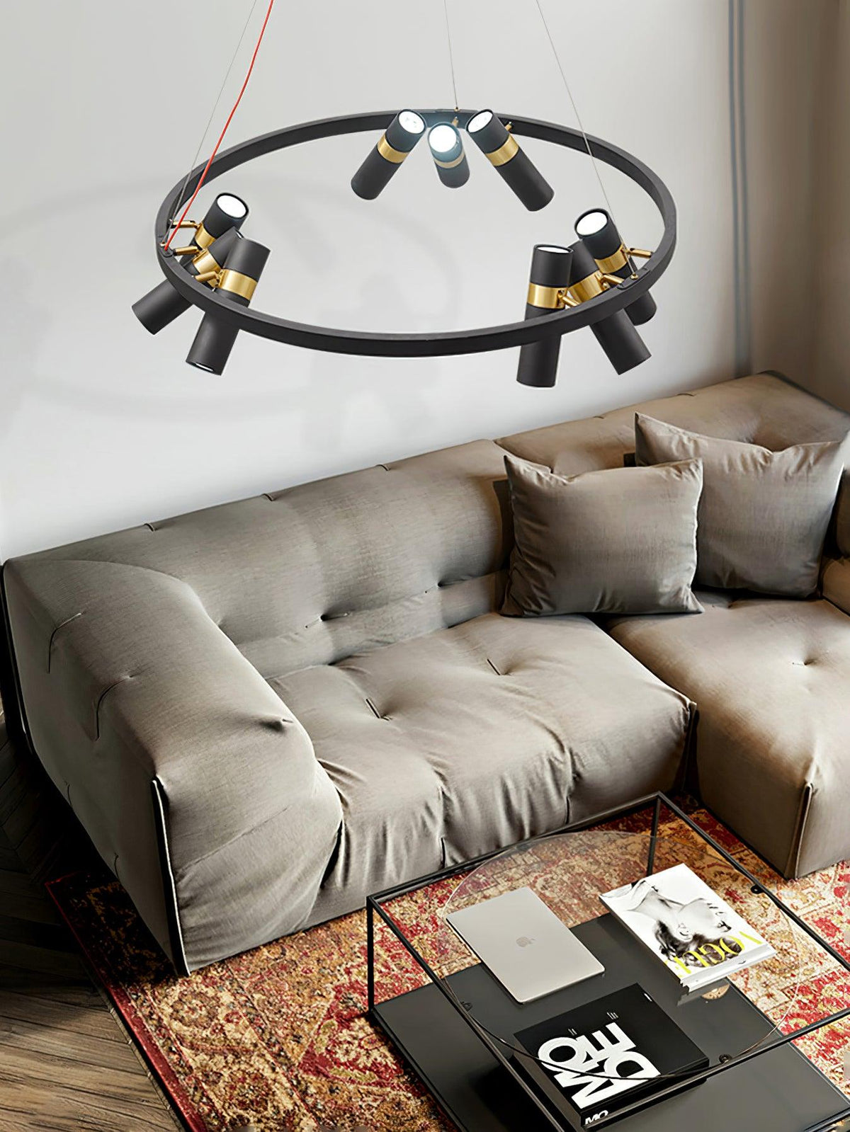 Black Multi-Pipe Chandelier Modern Linear Pendant Light