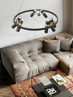 Black Multi-Pipe Chandelier Modern Linear Pendant Light
