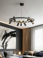 Black Multi-Pipe Chandelier Modern Linear Pendant Light