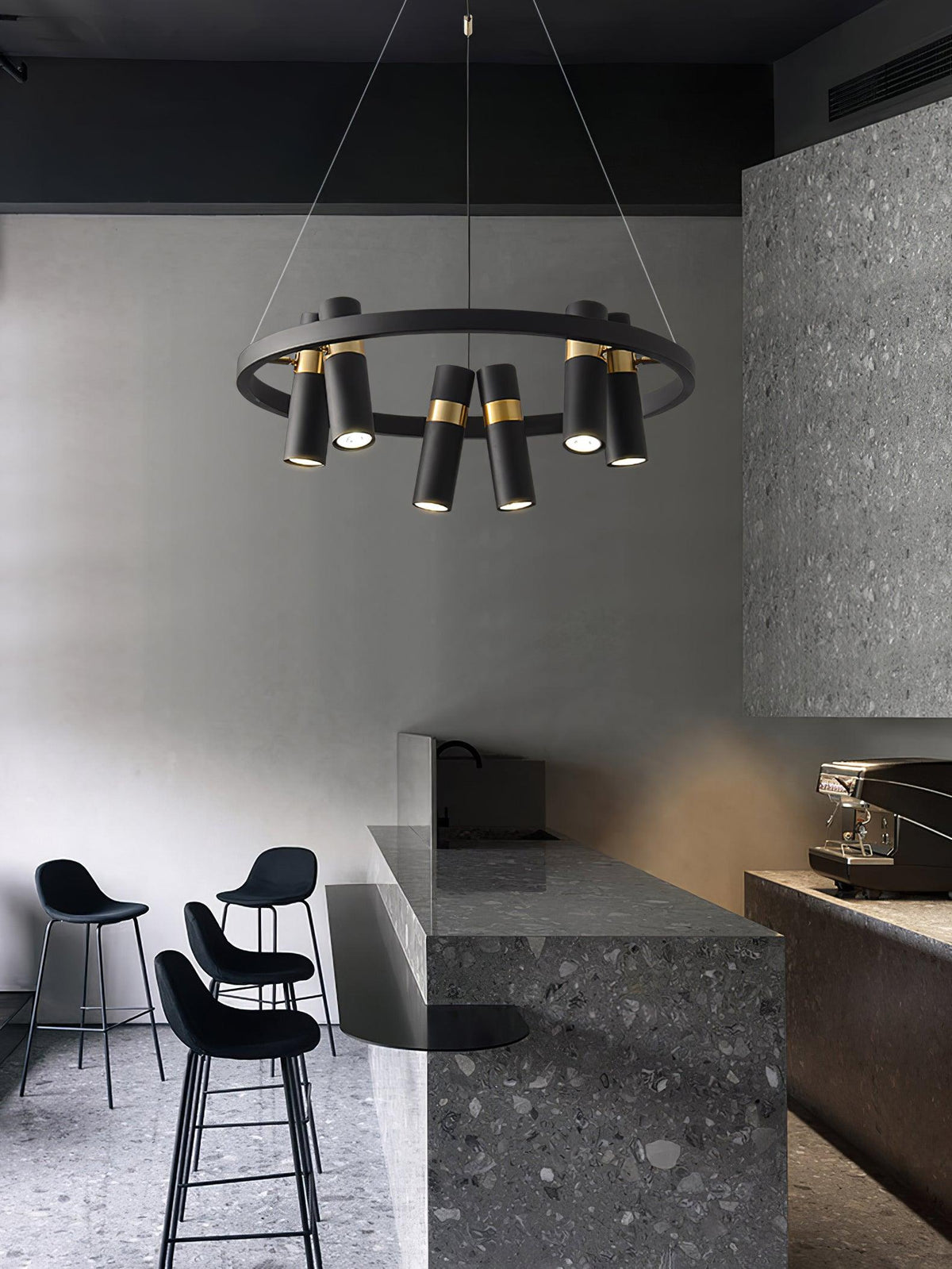 Black Multi-Pipe Chandelier Modern Linear Pendant Light