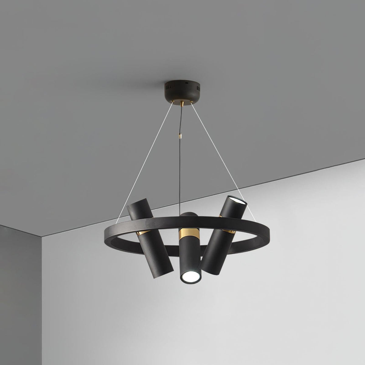Black Multi-Pipe Chandelier Modern Linear Pendant Light