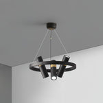 Black Multi-Pipe Chandelier Modern Linear Pendant Light