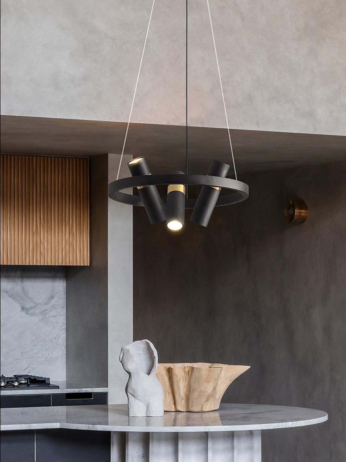 Black Multi-Pipe Chandelier Modern Linear Pendant Light