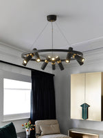 Black Multi-Pipe Chandelier Modern Linear Pendant Light