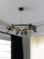 Black Multi-Pipe Chandelier Modern Linear Pendant Light