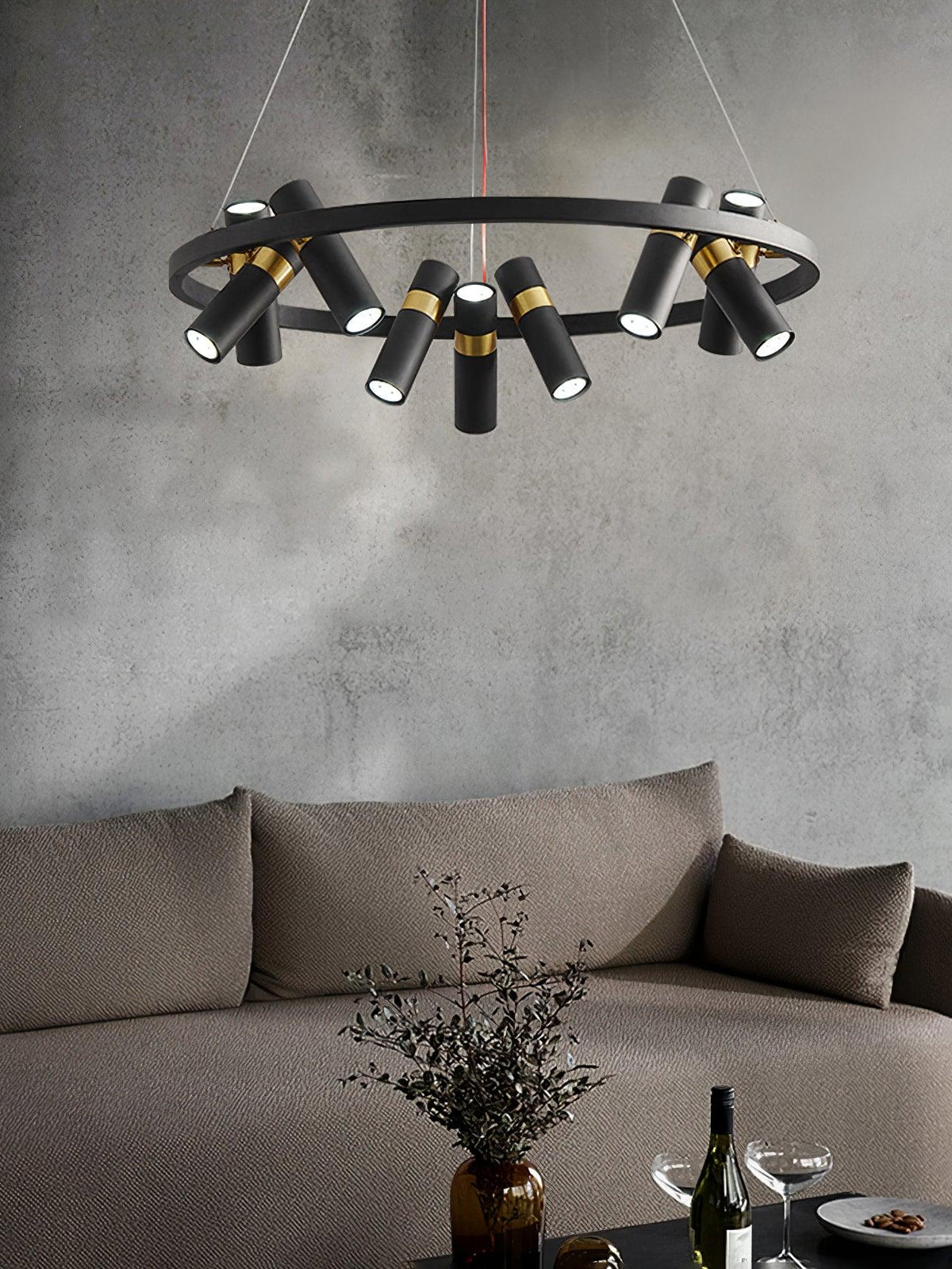 Black Multi-Pipe Chandelier Modern Linear Pendant Light