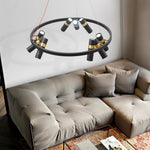 Black Multi-Pipe Chandelier Modern Linear Pendant Light