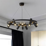 Black Multi-Pipe Chandelier Modern Linear Pendant Light