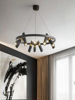 Black Multi-Pipe Chandelier Modern Linear Pendant Light