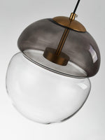 Metro Dome LED Pendant Light in Copper and Glass, Mid-Century Modern Ceiling Lamp