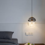Metro Dome LED Pendant Light in Copper and Glass, Mid-Century Modern Ceiling Lamp