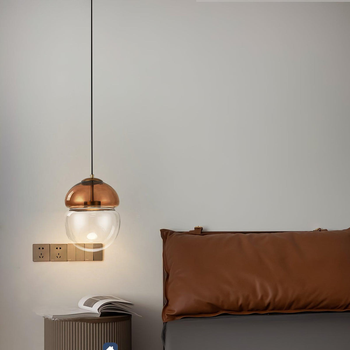 Metro Dome LED Pendant Light in Copper and Glass, Mid-Century Modern Ceiling Lamp