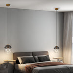 Metro Dome LED Pendant Light in Copper and Glass, Mid-Century Modern Ceiling Lamp