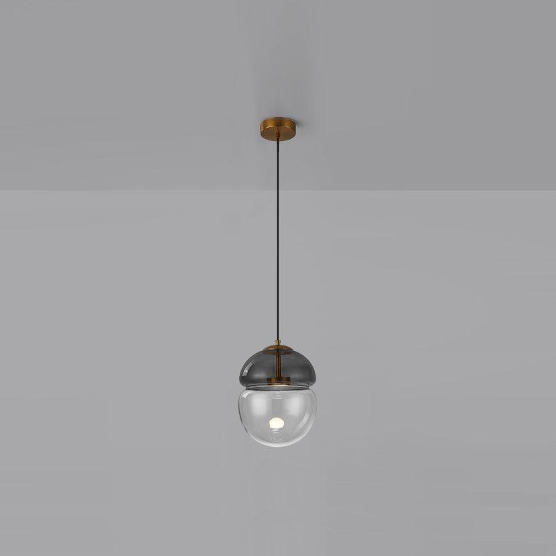 Metro Dome LED Pendant Light in Copper and Glass, Mid-Century Modern Ceiling Lamp
