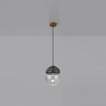 Metro Dome LED Pendant Light in Copper and Glass, Mid-Century Modern Ceiling Lamp