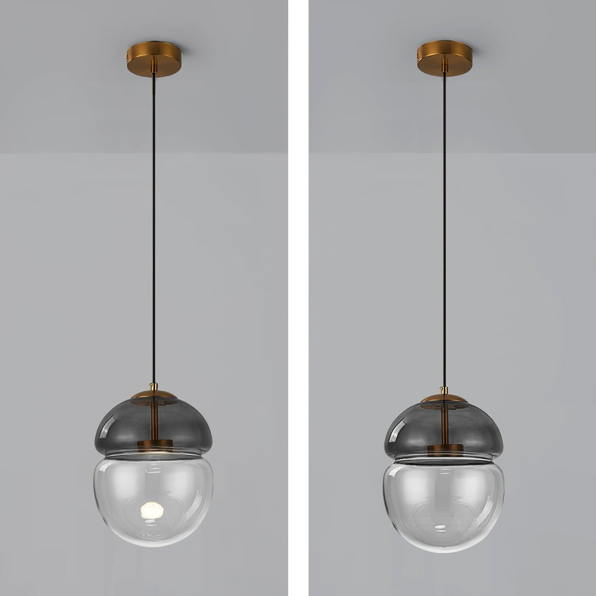 Metro Dome LED Pendant Light in Copper and Glass, Mid-Century Modern Ceiling Lamp