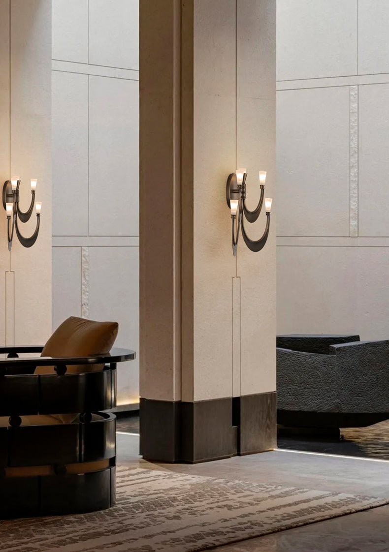 Metropolis Grand Alabaster Wall Sconce – Five-Light Art Deco Bronze Fixture